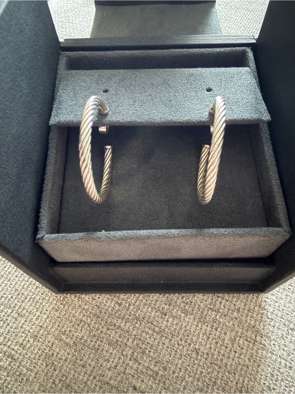 David Yurman Silver Cable Hoop Earrings